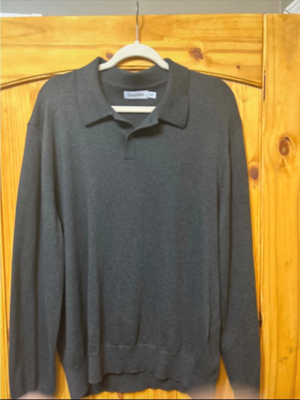Charter Club Men’s Dark Gray Long-Sleeve Polo Sweater